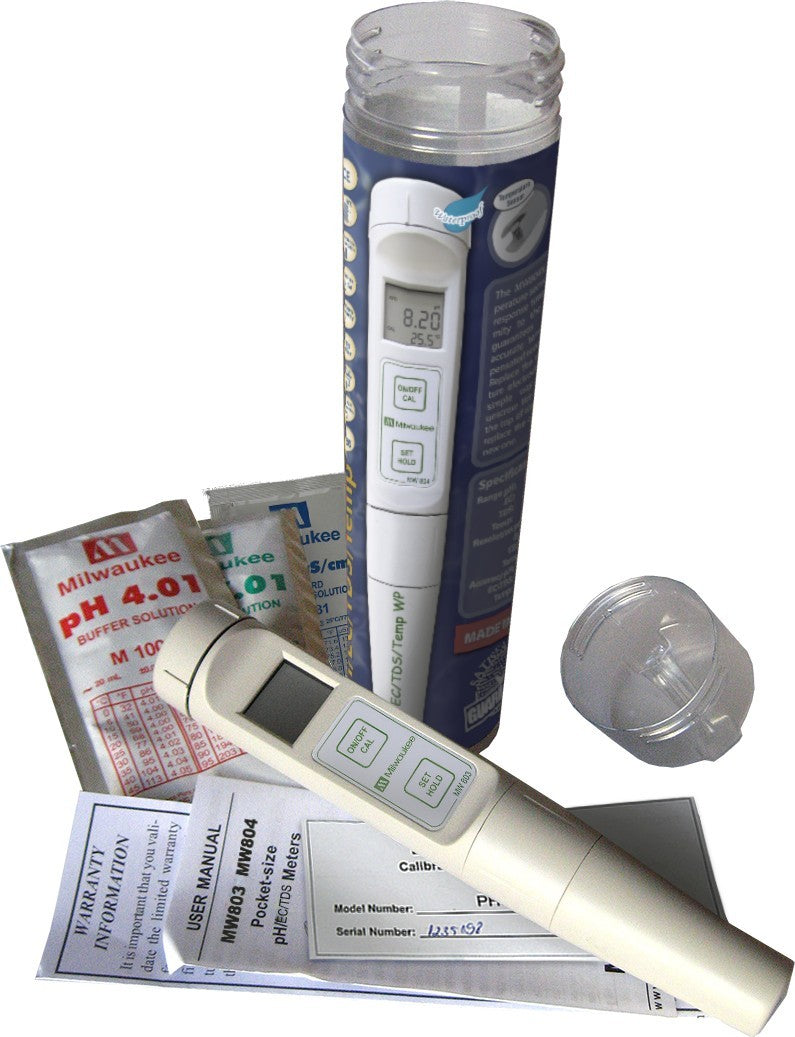 Milwaukee MW804 digitální měřič pH, EC/TDS a teploty boční pohled