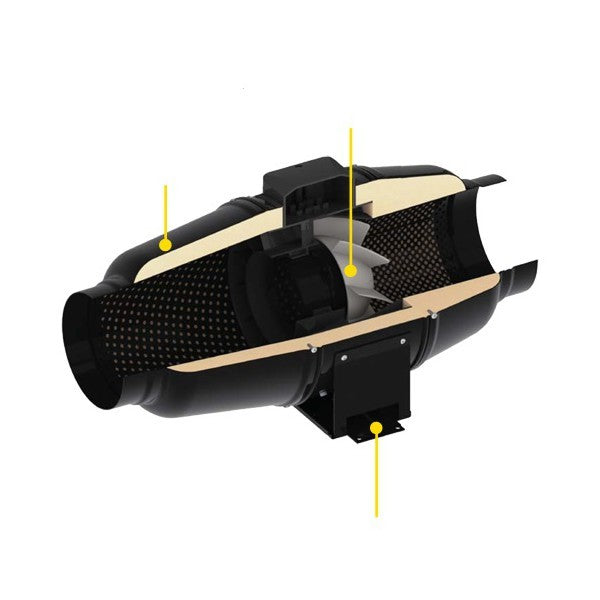 Dalap AP Quiet 125 mm, 230/340 m3/h sidevisning