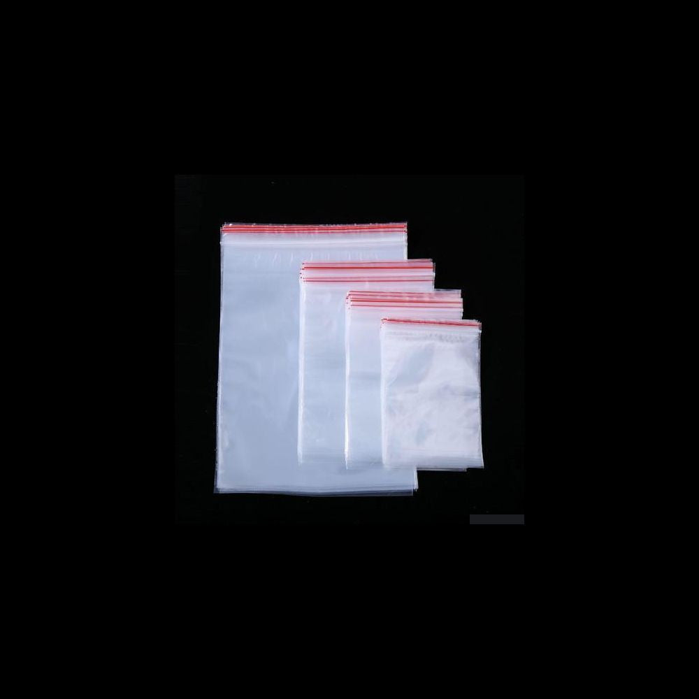 Plastic resealable SLIM bag with zip, pack of 100 pcs 15x22 cm front view