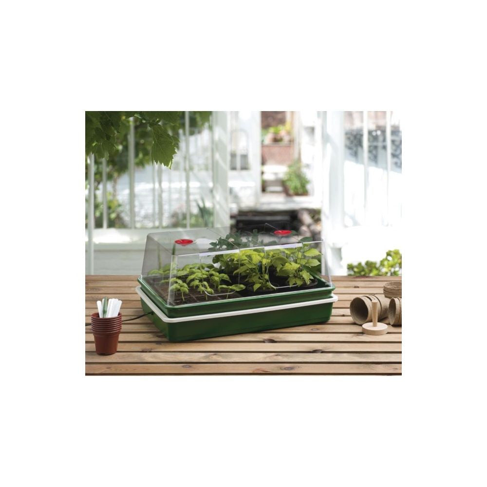 Garland skleník XL High Dome Electric, tvrdý plast, vyhřívaný, 59x41x26.5 cm boční pohled