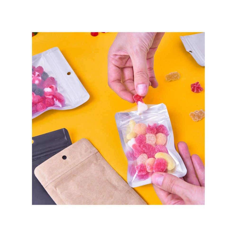 Qnubu zip sáček Kraft 1g, 75x110 mm, BALENÍ 50 ks pohled zezadu