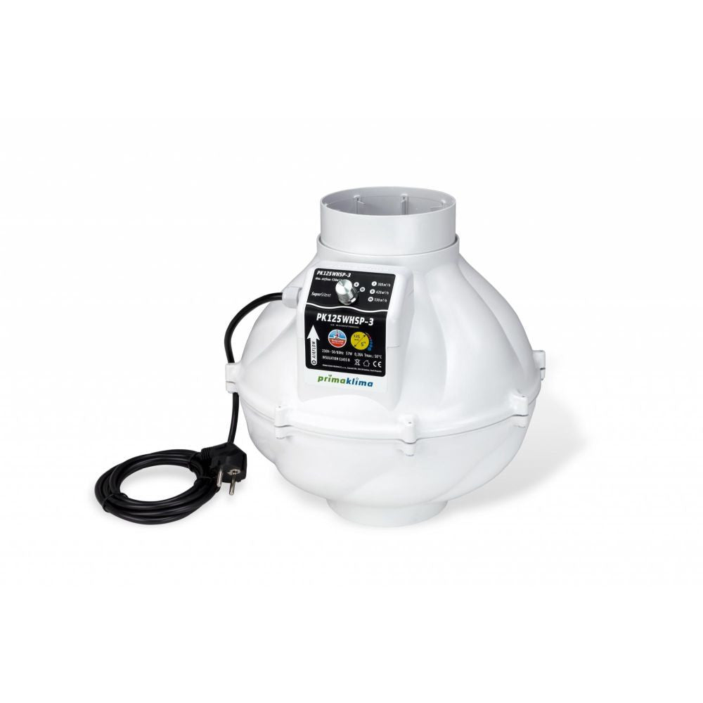 Ventilateur Prima Klima Whisperblower 125 mm - 530 m3/h, 3 vitesses, vue de face