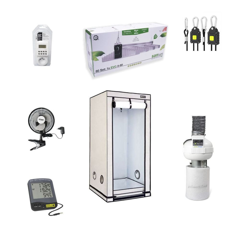 B2B Set Expert - Kompletní grow box LED SANlight 265W, 80x80x180 cm pohled zepředu