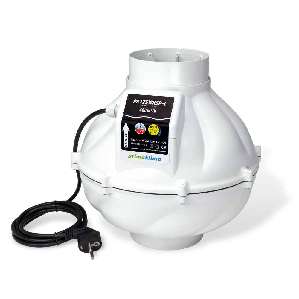Prima Klima ventilator Whisperblower 125 mm - 480 m3/h, 1-snelheid vooraanzicht