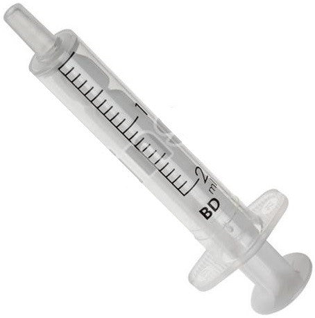 Seringue en plastique de 2 ml, vue latérale