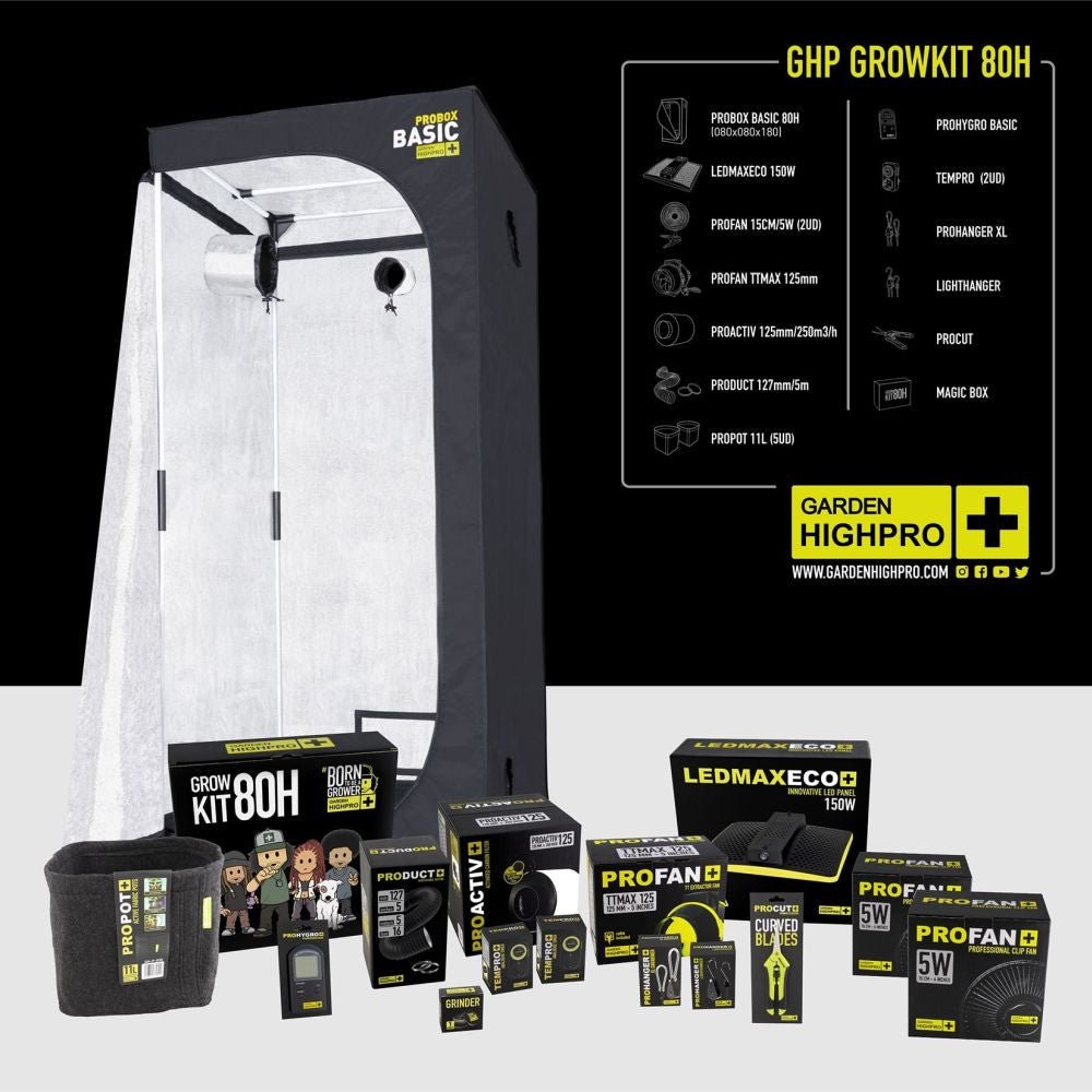 Garden High Pro Grow Kit 80 kompletní set, 80x80x180 cm boční pohled