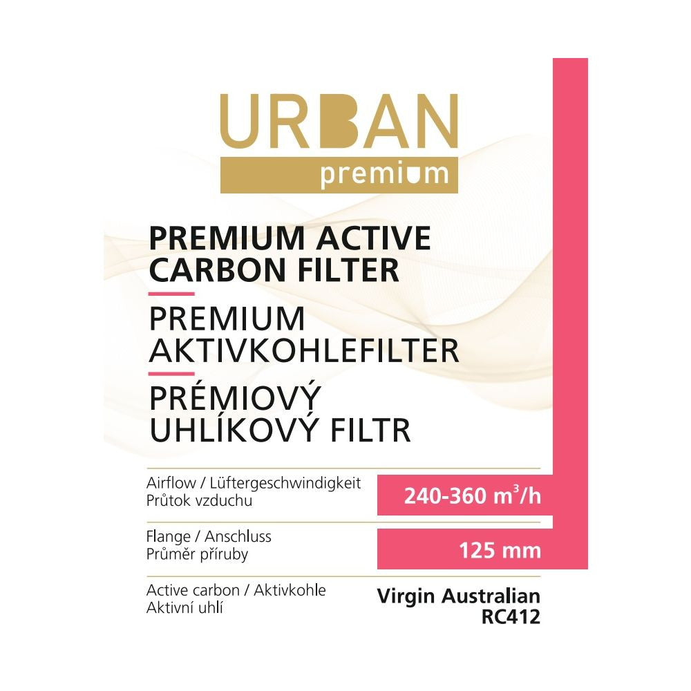 Urban Premium uhlíkový filtr 240-360 m3/h, 125 mm druhý boční pohled
