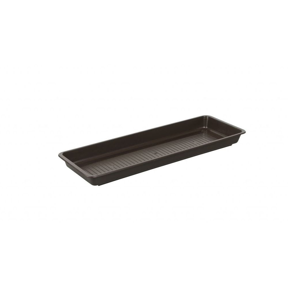 Plastkon podmiska pod truhlík Garden Hnědá, 40x17x4.5 cm pohled zepředu
