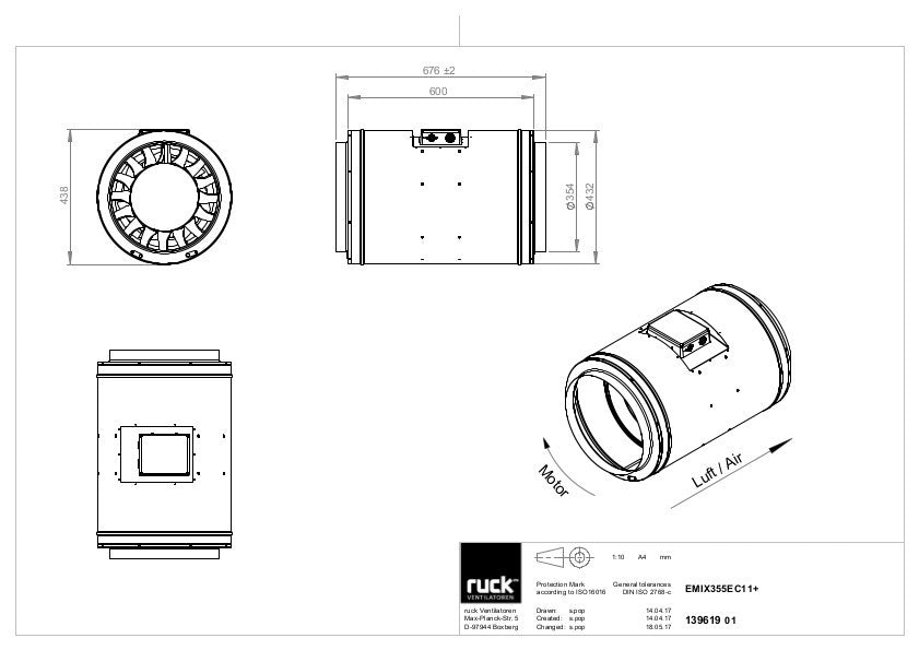 Can-Fan Q-Max EC 355 mm - 3247 m3/h zijaanzicht