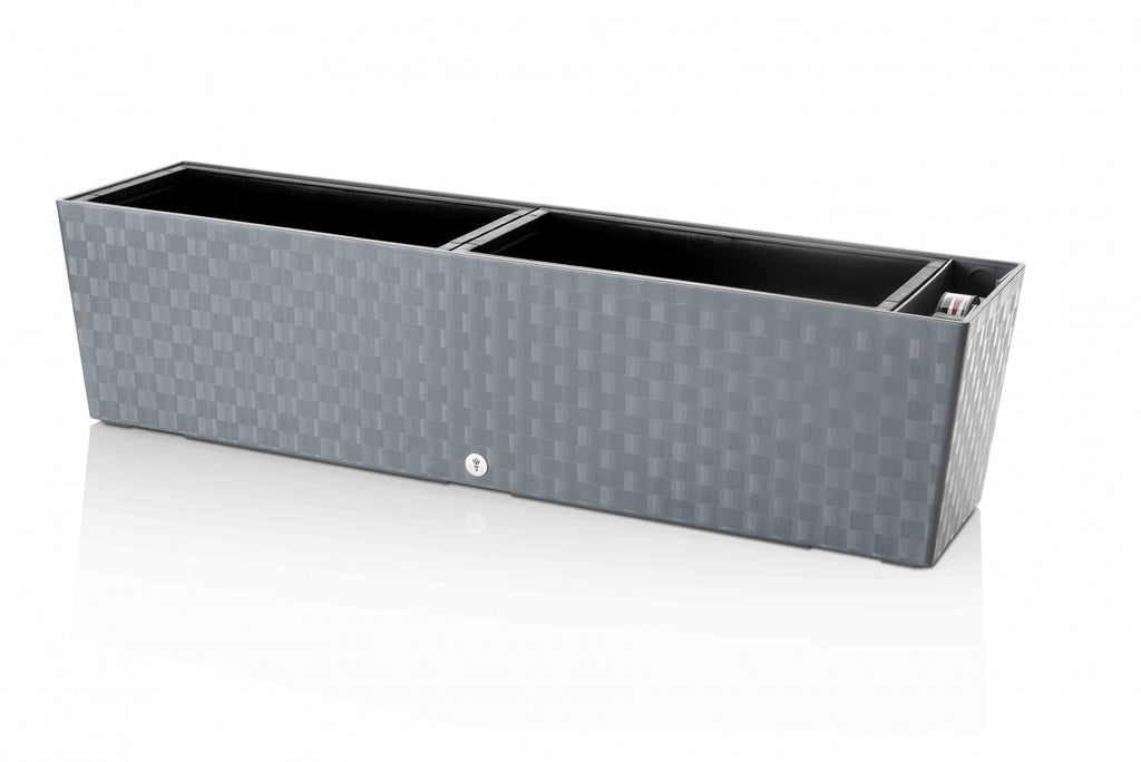 Plastkon samozavlažovací truhlík Supreme Kamenná šedá, 74.6x19.3x19 cm boční pohled