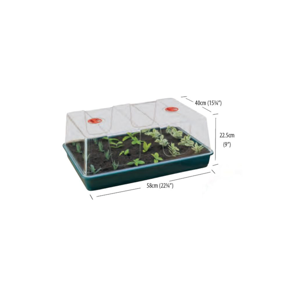 Garland skleník XL High Dome Propagator Black, tvrdý plast, nevyhřívaný, 58x40x22.5 cm pohled zezadu