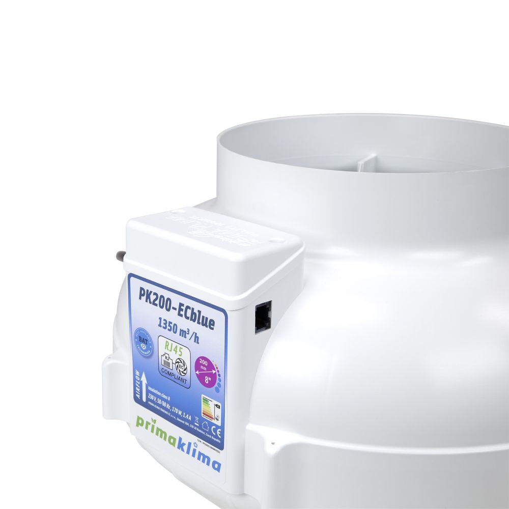 Prima Klima ventilator PK200-ECblue 200 mm - 1350 m3/u, EC motor achteraanzicht