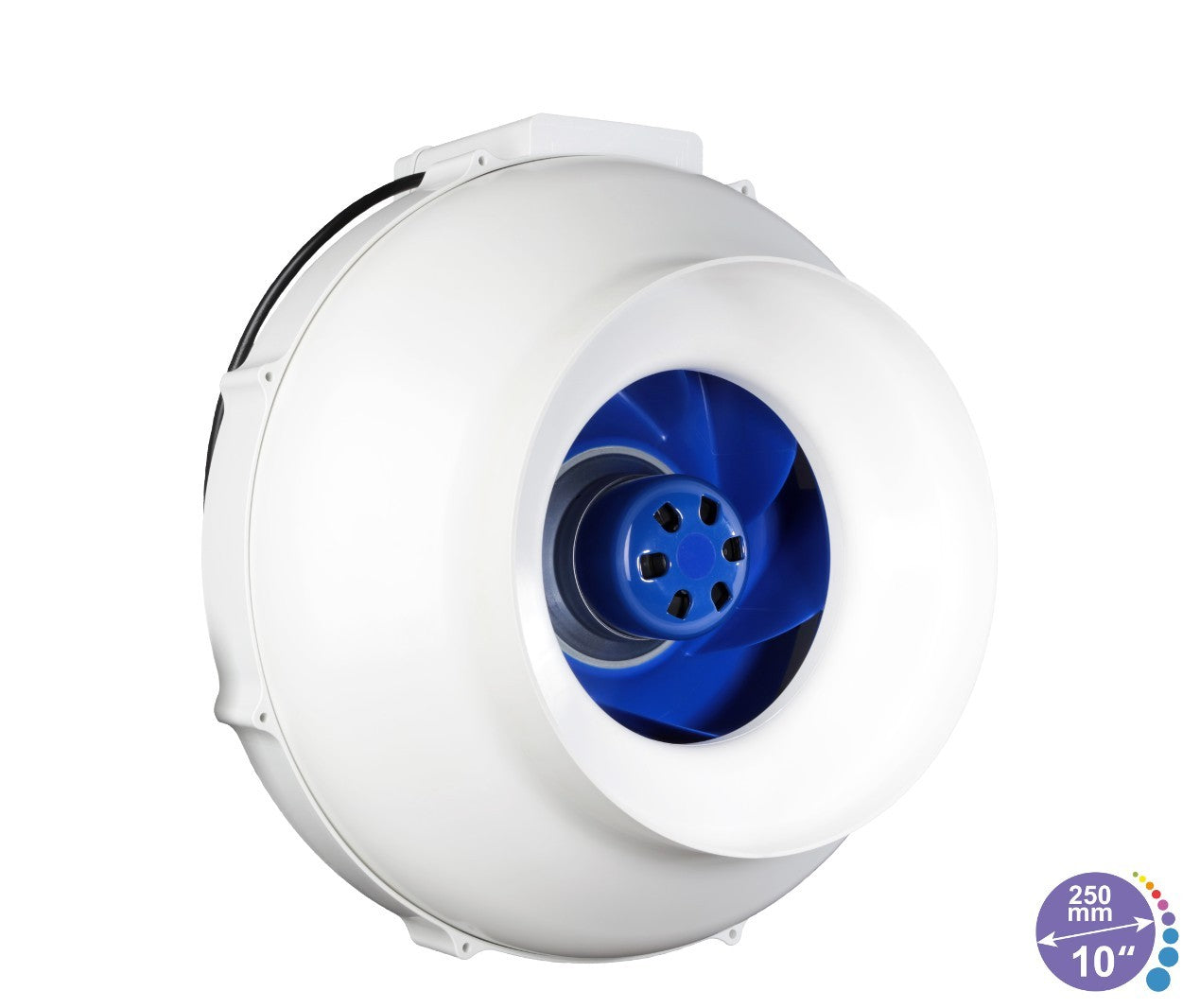 Prima Klima ventilator PK250-EC-TC 250 mm - 1450 m3/h, EC motor en temperatuurregeling van de ventilator zijaanzicht