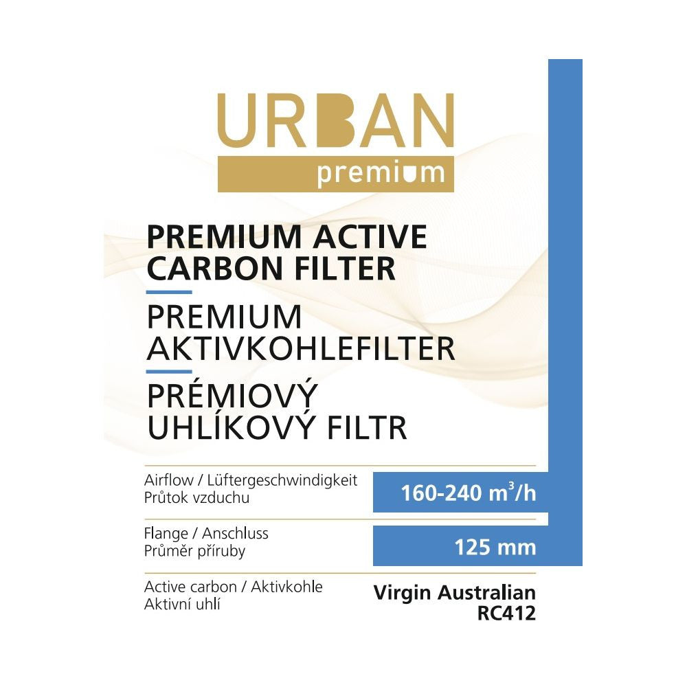 Urban Premium uhlíkový filtr 160-240 m3/h, 125 mm druhý boční pohled