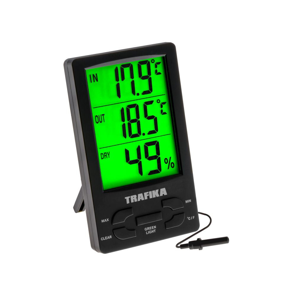 Trafika Thermo-Hygro PRO, Thermometer und Hygrometer mit Sonde, Frontansicht