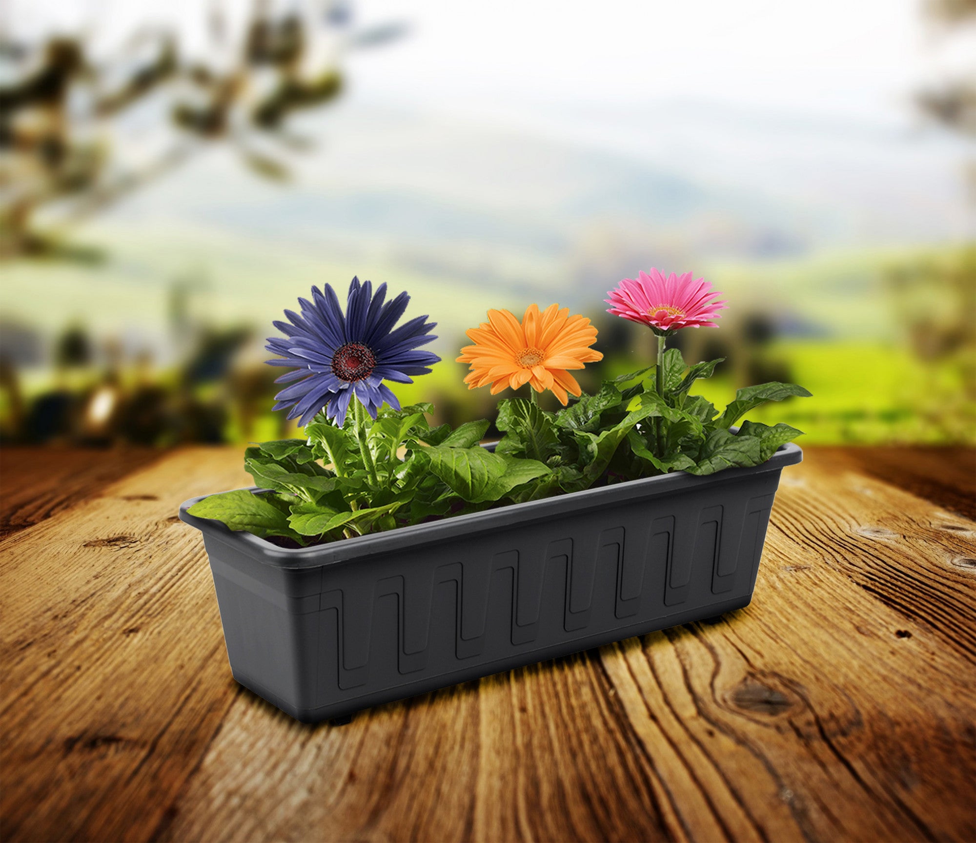 Plastkon truhlík Garden Antracit, 40x17x15 cm boční pohled