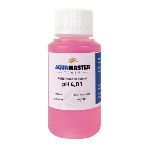 Aqua Master Tools pH 4.01 buffer 100 ml, calibration solution BOX 18 pcs front view