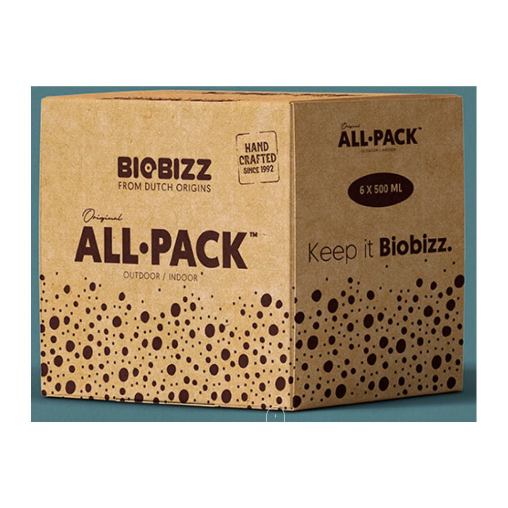 Biobizz All Pack Outdoor 6x500 ml, sada hnojiv boční pohled