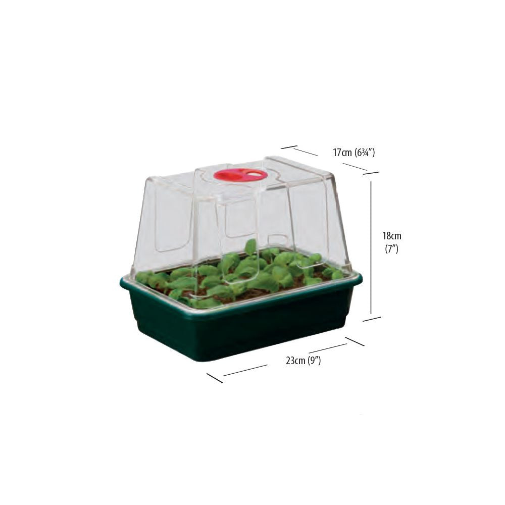 Garland skleník Small High Dome Propagator Green s drenáží, tvrdý plast, nevyhřívaný, 23x17x18 cm boční pohled