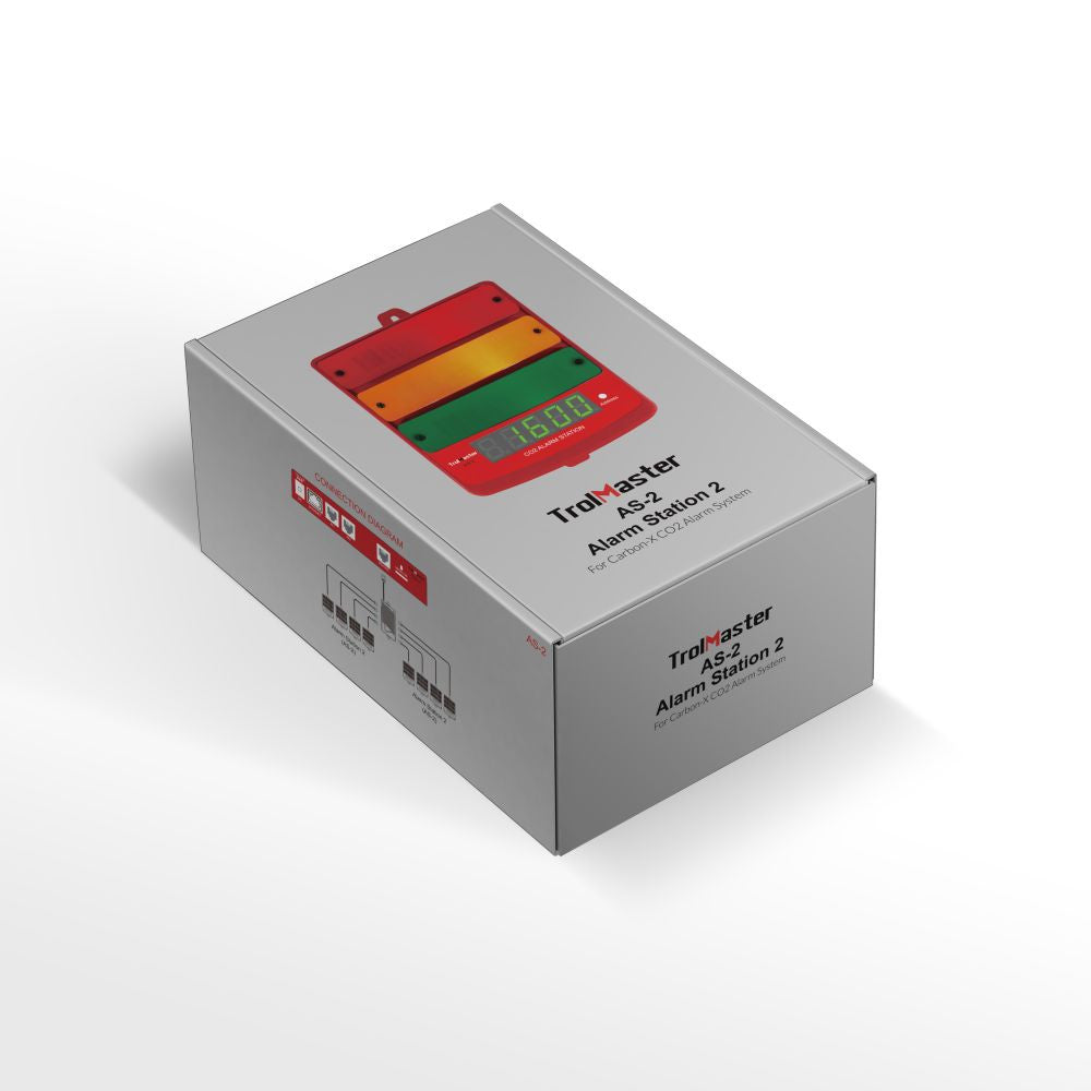 Trolmaster CO2 Alarm Station LED display indicator & Cable set (AS-2) front view