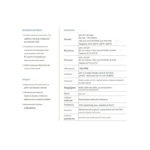 Aqua Master Tools Controller C800 Pro (pH, EC, PPM, TDS& temp) boční pohled
