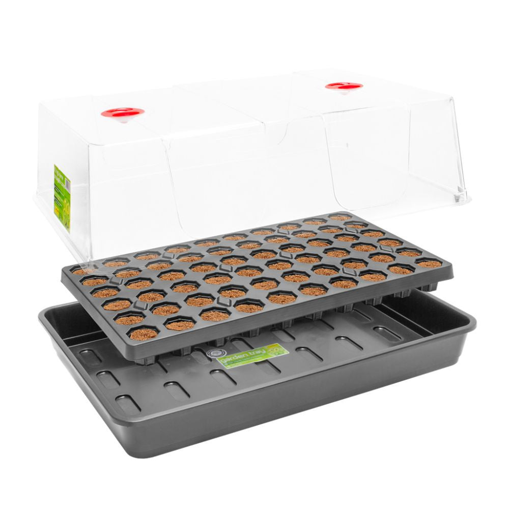 Root!t Dry Peat Free 60 Cell Propagator Kit skleník nevyhřívaný, 58x40.5x22.5 cm pohled zepředu