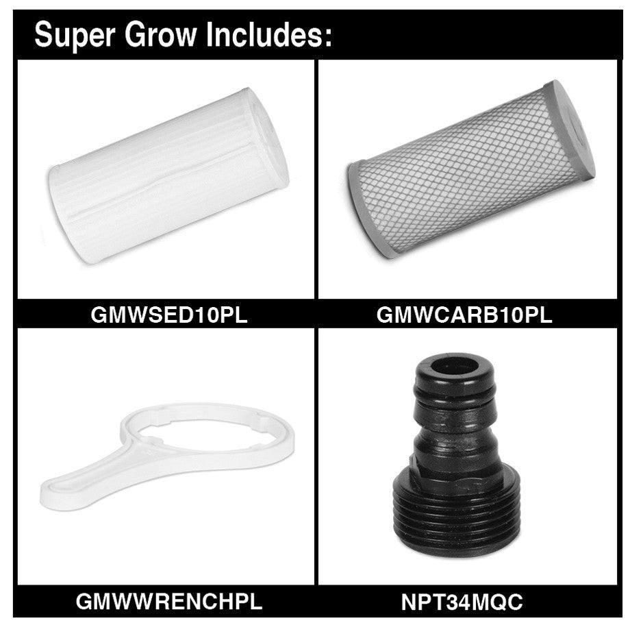 Growmax Water Super Grow, uhlíkový vodní filtr 800 l/h boční pohled