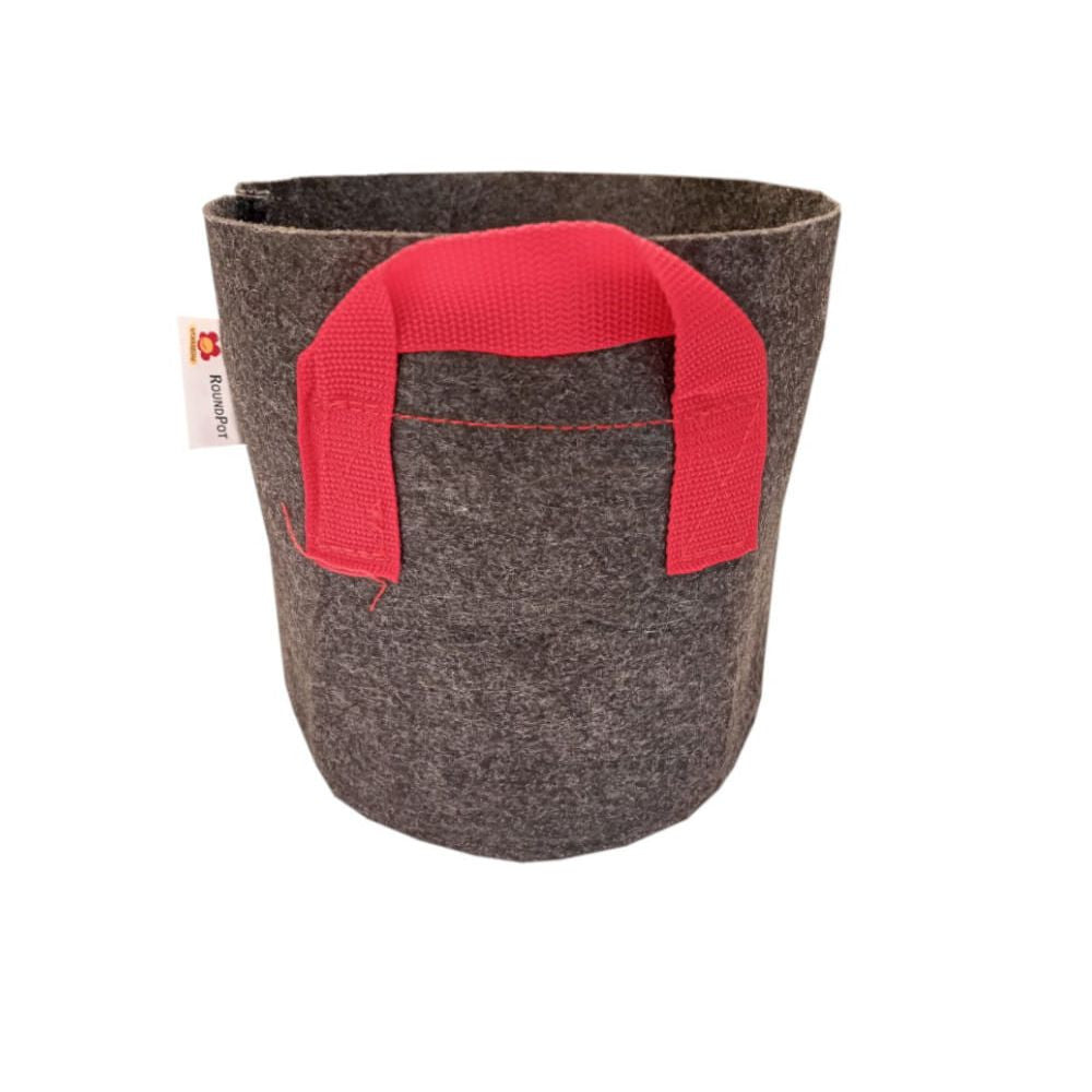 VF rond textiel bloempot met schotel 28x25 cm - 15 L achteraanzicht
