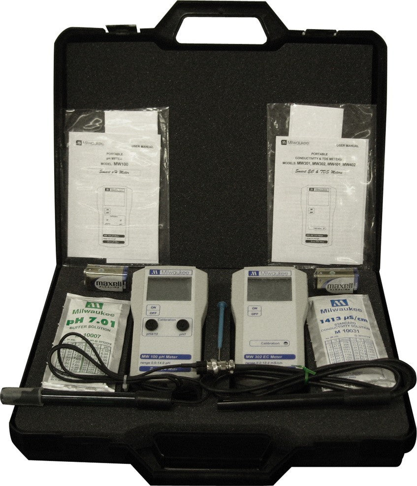 Milwaukee EC MW302 a pH MW100  sada v kufříku MW710 boční pohled