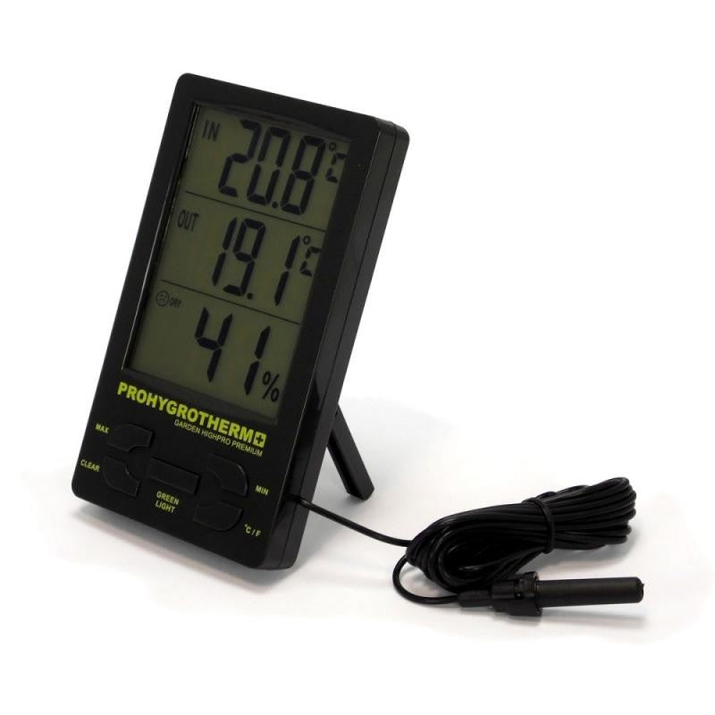 Garden High ProHygro Premium, Thermometer und Hygrometer mit Sonde von der Seite