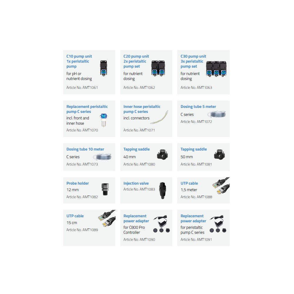 Aqua Master Tools Controller C800 Pro Inline (pH, EC, PPM, TDS& temp) pohled na obsah balení