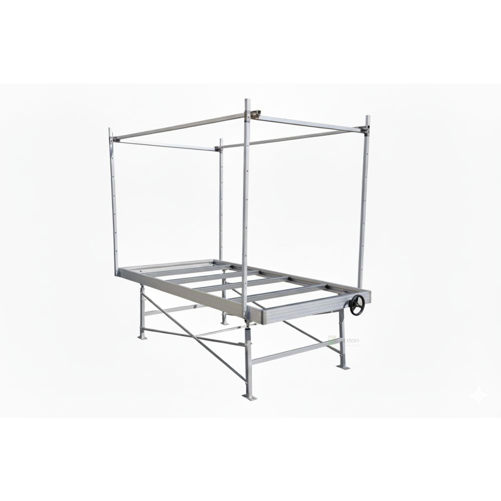 Rolling Bench - posuvný pěstební stůl 120x240 cm - BEZ VANY pohled zezadu