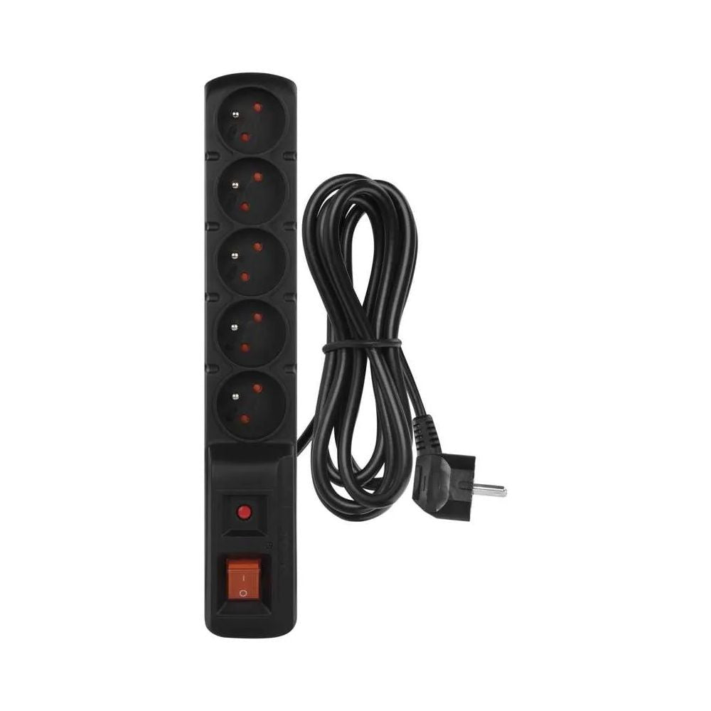 Emos Überspannungsschutz 5 Steckdosen 3 m, 3x1 mm, Schwarz Vorderansicht