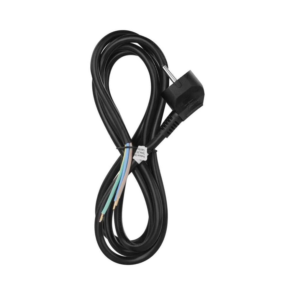Kabel napájecí s EU zástrčkou a volným koncem, 2 m ČERNÝ druhý boční pohled