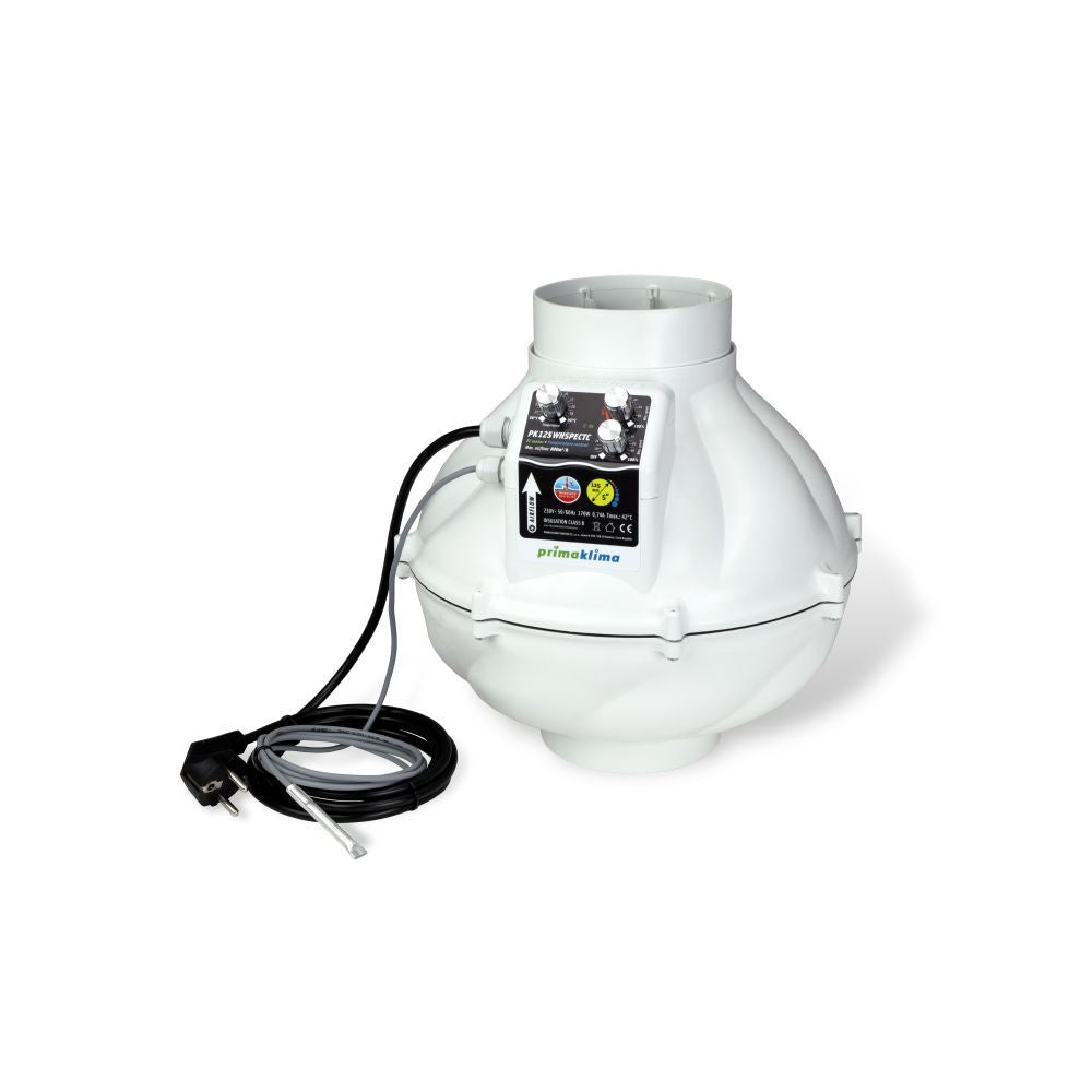 Prima Klima ventilator Whisperblower EC-TC 125 mm - 800 m3/h, EC motor en temperatuurregeling van de ventilator vooraanzicht