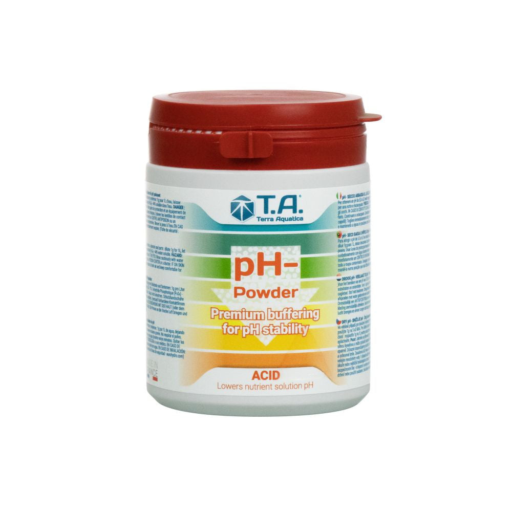 Terra Aquatica pH- Down Powder 500 ml, sypký pohled zepředu