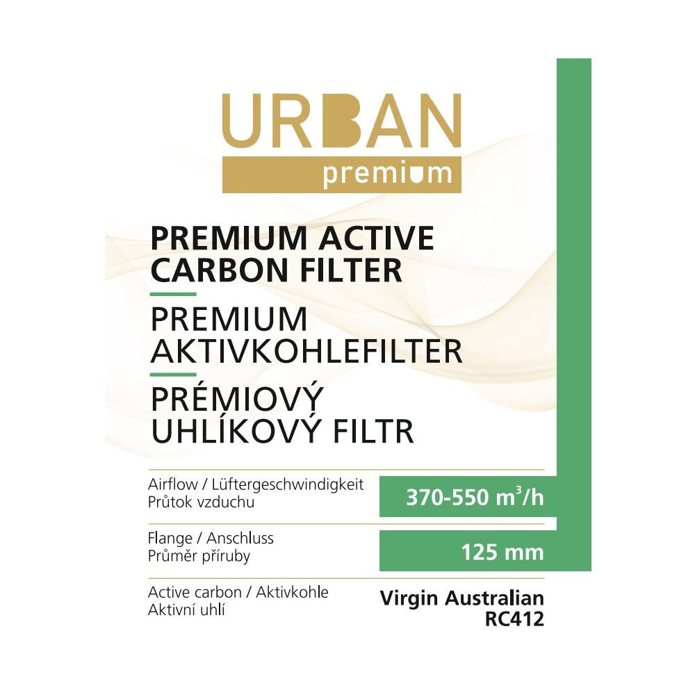 Urban Premium uhlíkový filtr 370-550 m3/h, 125 mm pohled zezadu