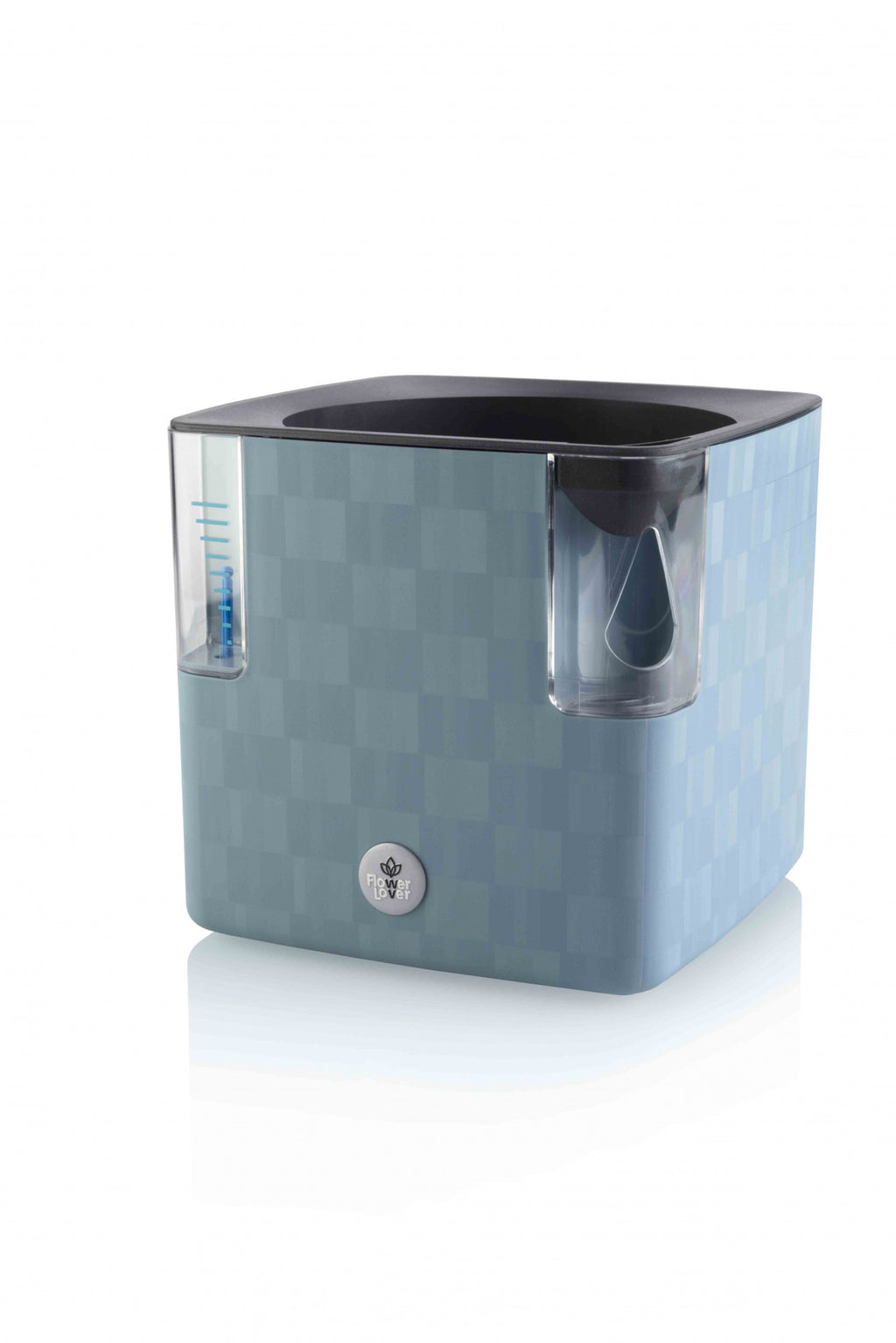 Plastkon Cobble smart planter Steel blue, 15x15x14 cm side view